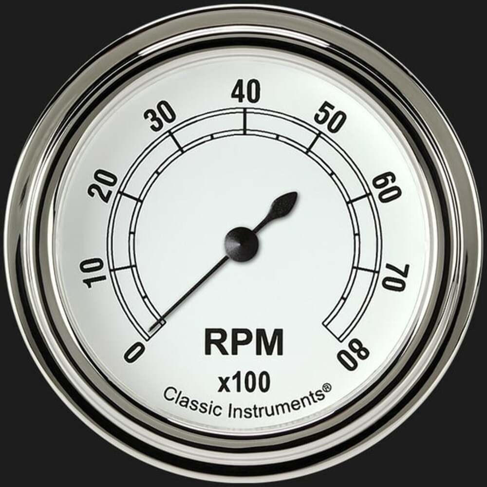 Classic White 2 5/8" Tachometer CW383SLF
