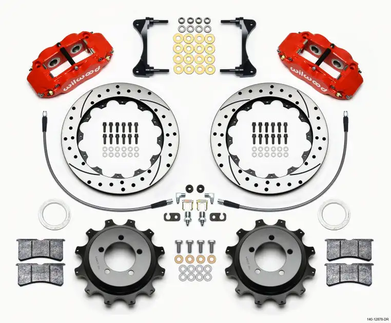 Wilwood Narrow Superlite 4R Rear Kit 12.88in Drilled Red 99-05 WRX / 99-07 Impreza