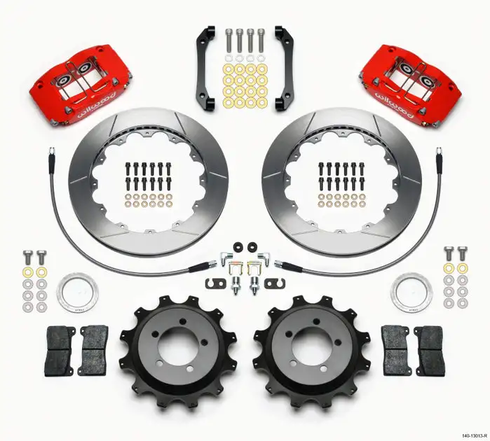 Wilwood Dynapro Radial Rear Kit 12.88in Red 2006-2007 Subaru WRX w/Lines