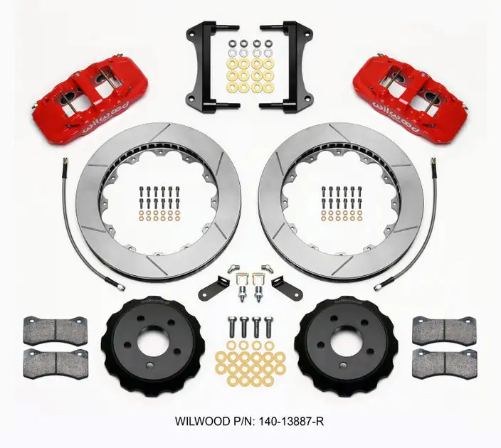 Wilwood AERO6 Front Hat Kit 15.00 Red 2015-Up Mustang w/Lines
