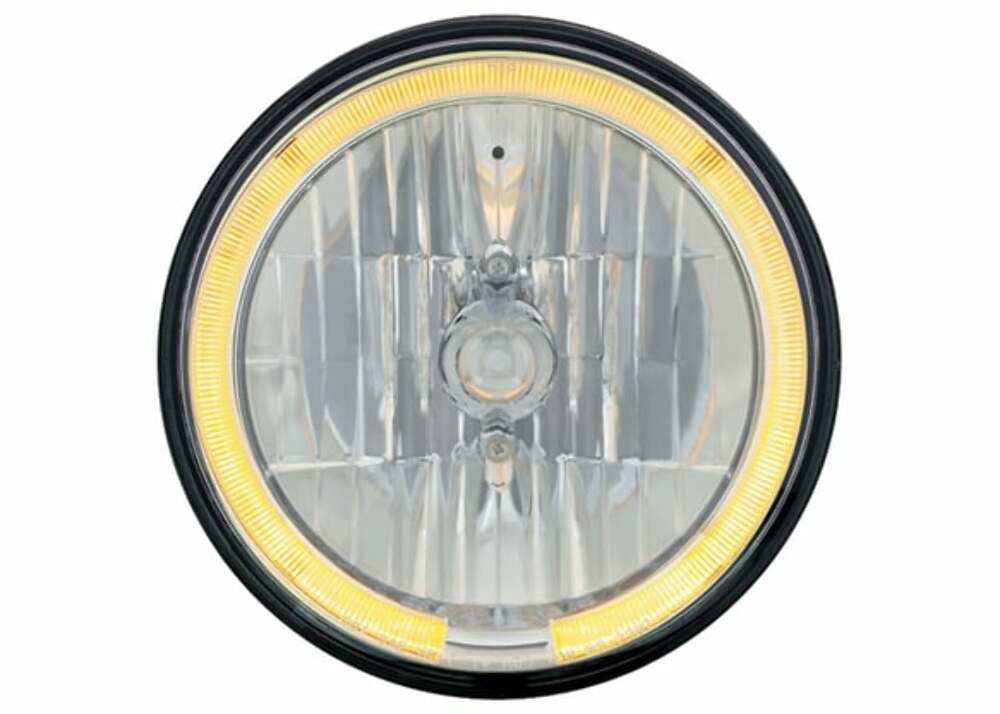Fits 78-80 C10 Euro Crystal Headlight-7" w/ Led Aux Light-Halo EHL80HLAMBER