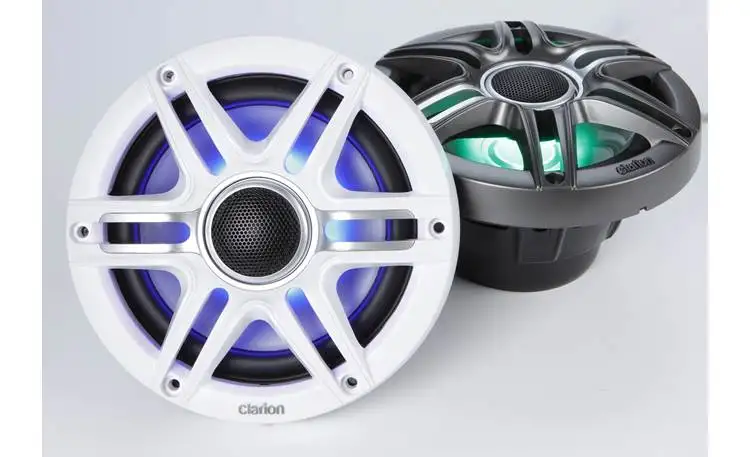 Clarion Premium 6-1/2" marine speakers with built-in RGB LED lights (CMSP-651RGB-SWG)