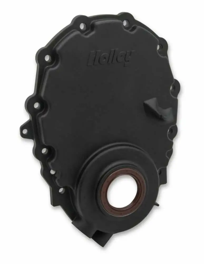 Holley Cast Aluminum Timing Chain Cover w/ Crank Sensor Port Provision Black 21-153