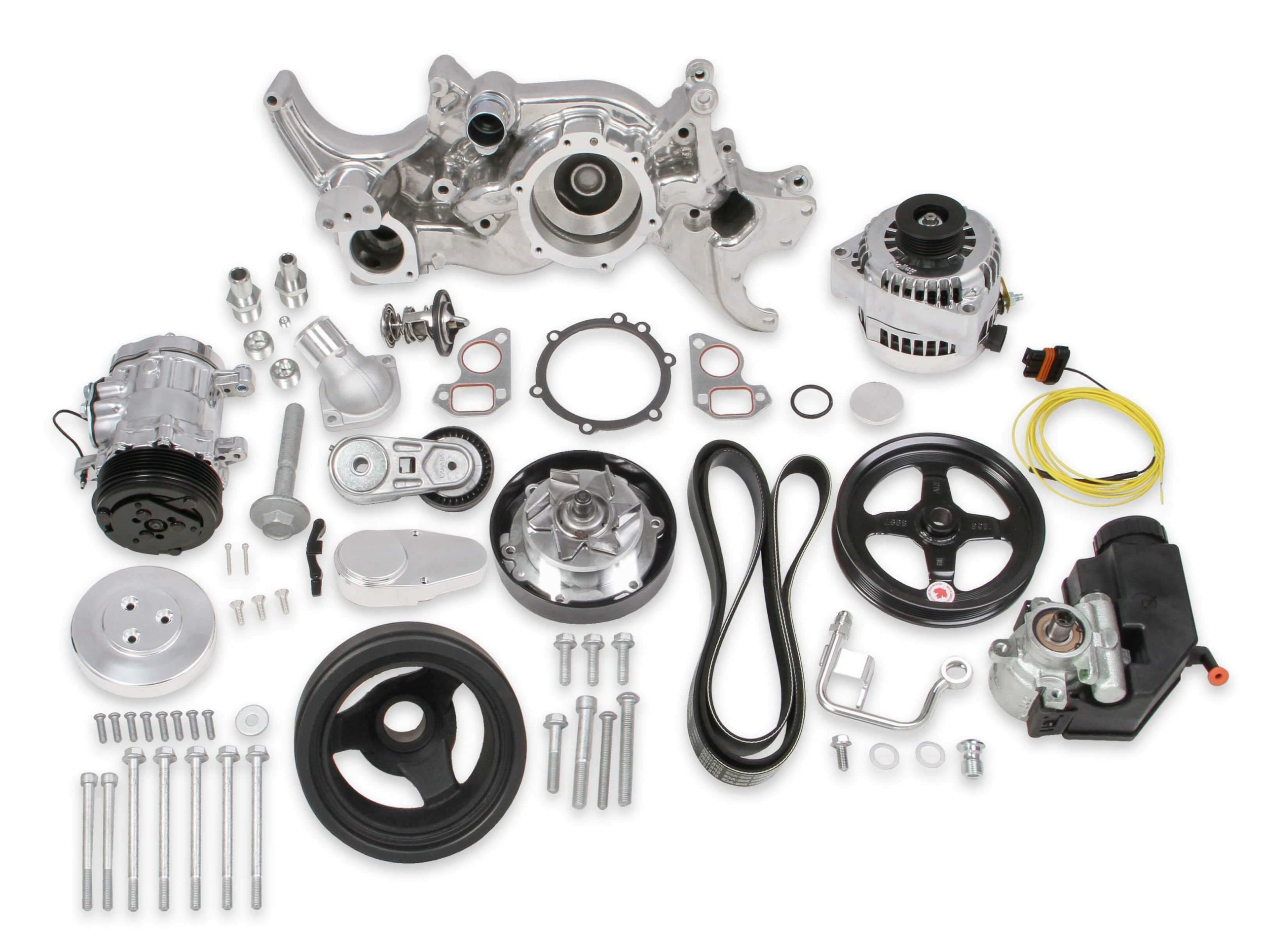 Holley Polished Mid-Mount Complete Accessory System - 20-185P