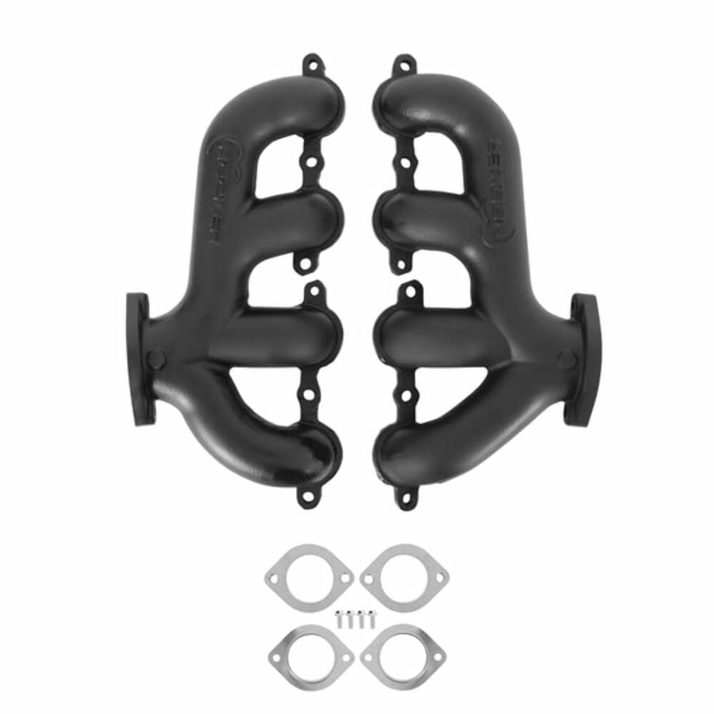 Hooker BlackHeart LS Swap Exhaust Manifolds-Rear Dump-Black - 8505-3HKR