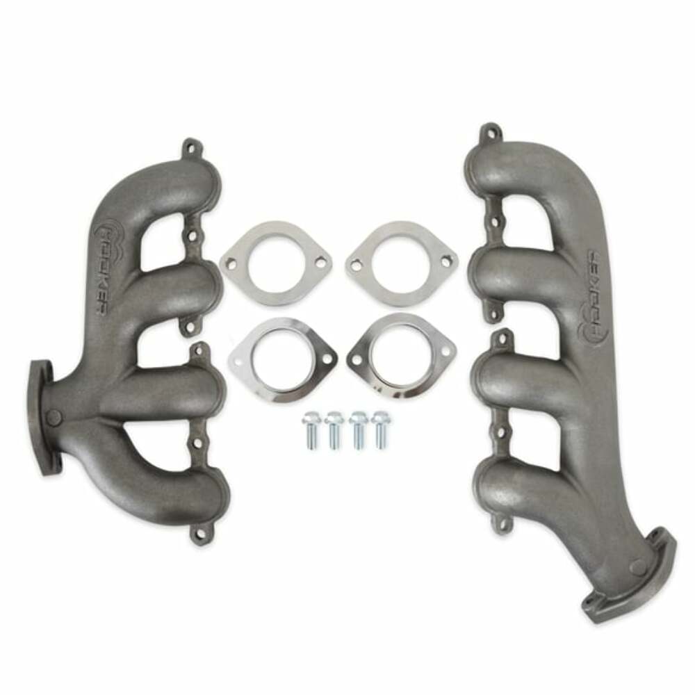 Hooker BlackHeart LS Swap Exhaust Manifolds - Rear Dump SBC Exit-Natural 8506HKR