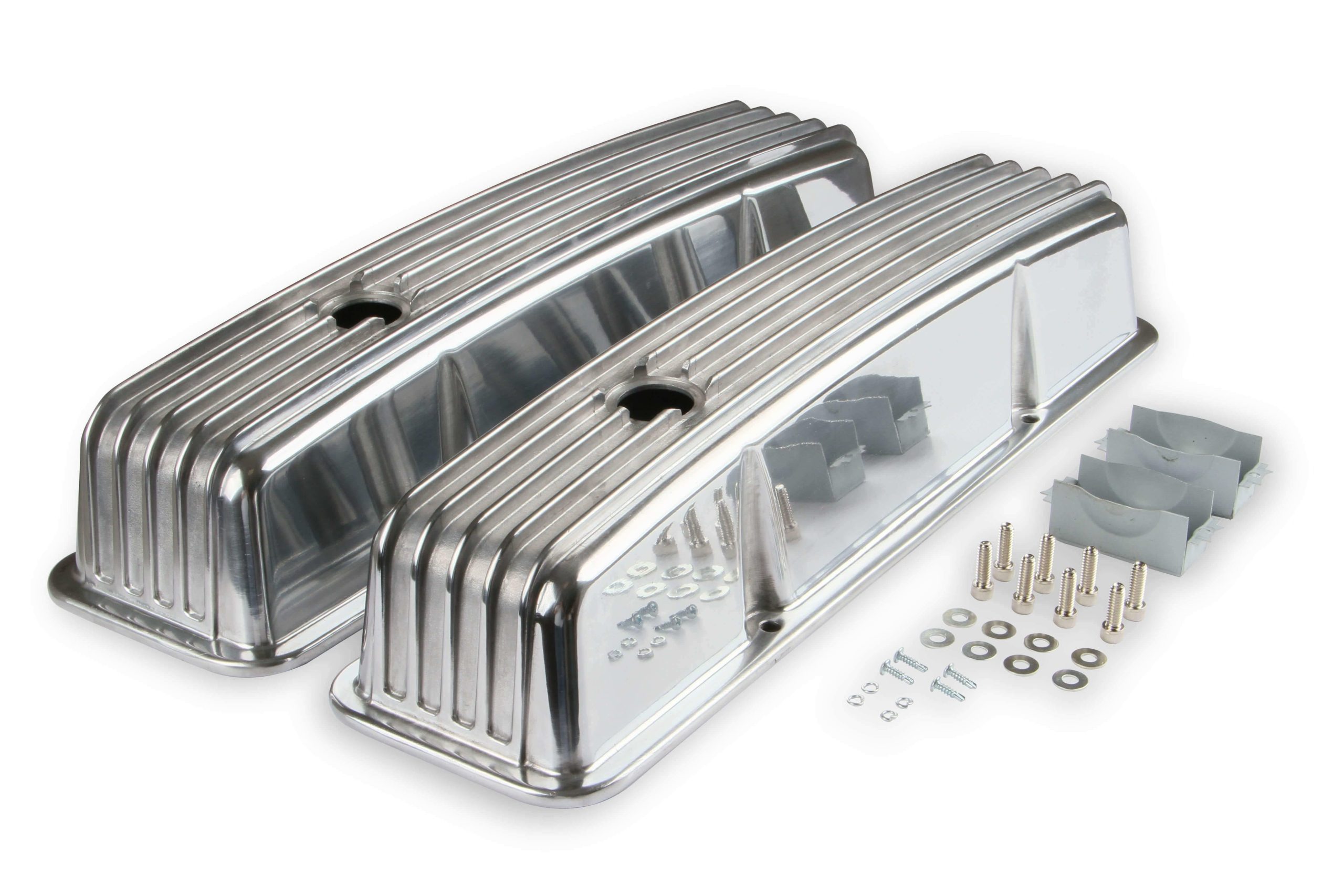 Mr. Gasket Cast Aluminum Finned Valve Covers - Polished - 6855G