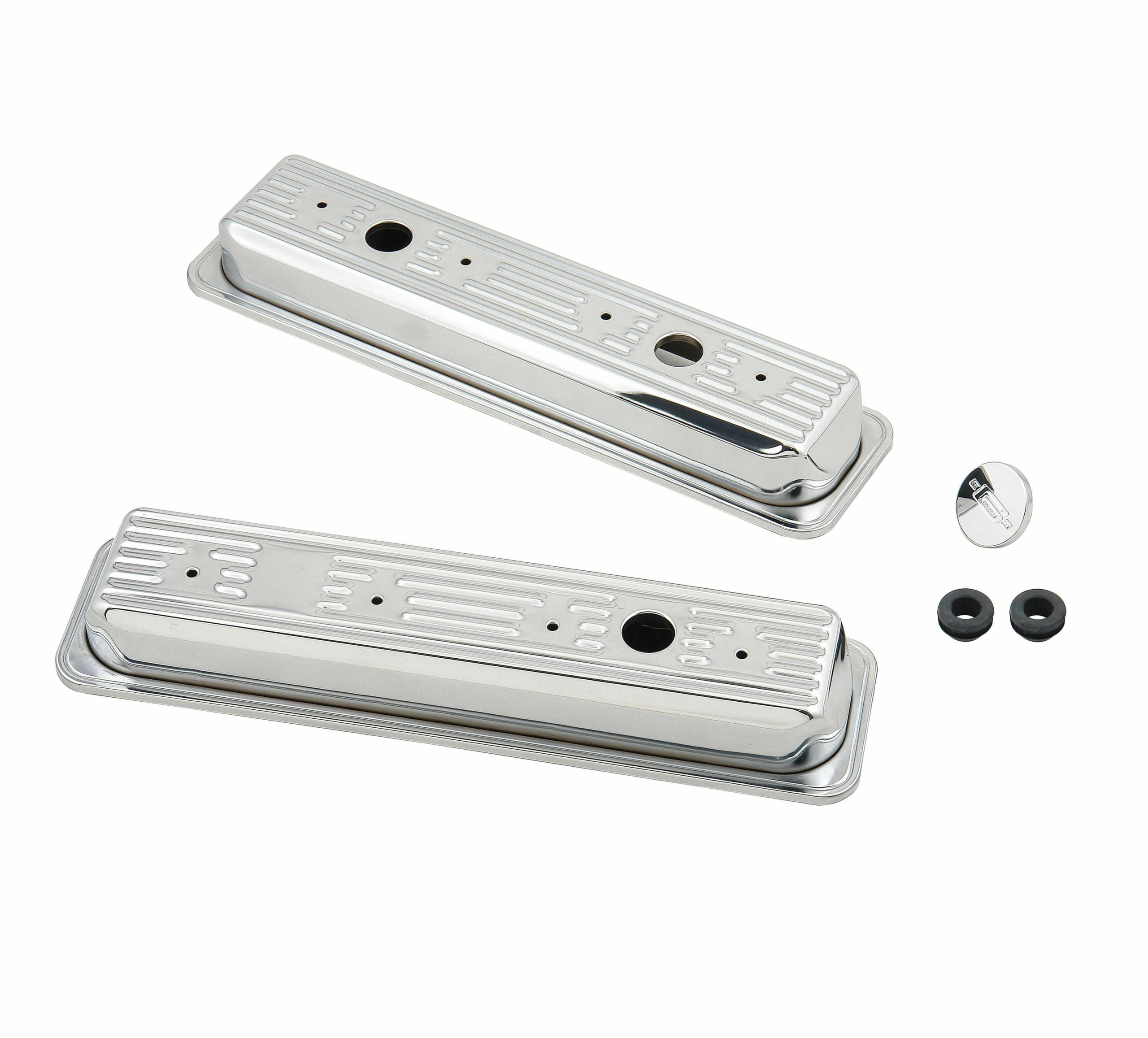 Mr. Gasket Chrome Valve Covers - Finned - 9415