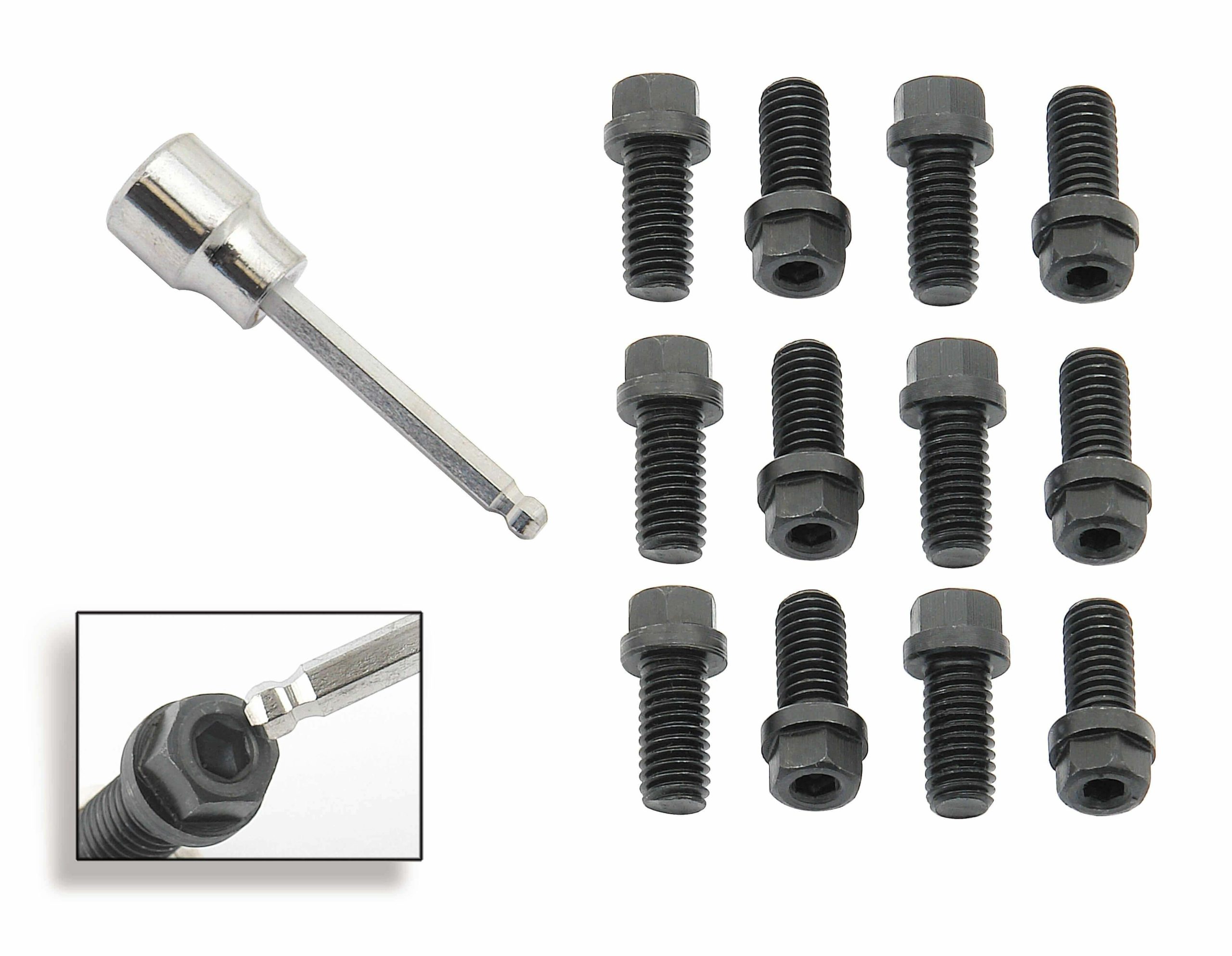Mr. Gasket Header Bolts - 3/8-16 x 3/4 Inch Hex & Socket Head -Black Oxide 3420G