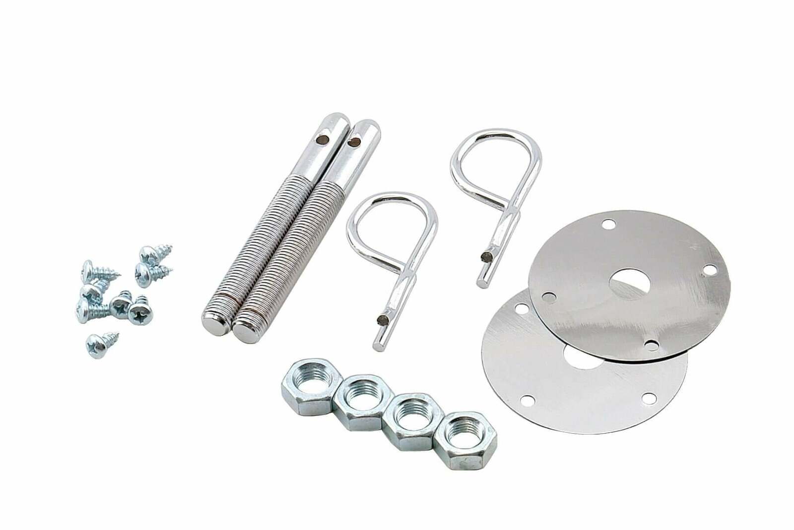 Trans Am Camaro Hood Pin Kit 7/16 w/ SAFETY PINS w/ SCREW IN PLATES