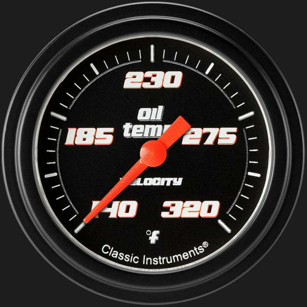 Velocity Black 2 5/8" Oil Temperature Gauge VS328BBLF