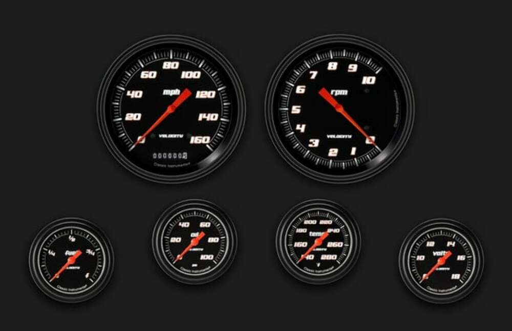 Velocity Black Six Gauge Set 351 VS351BBLF