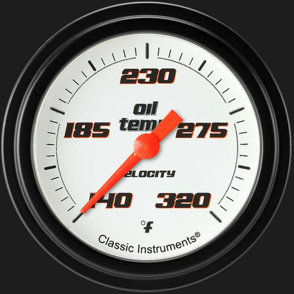 Velocity White 2 5/8" Oil Temperature Gauge VS328WBLF