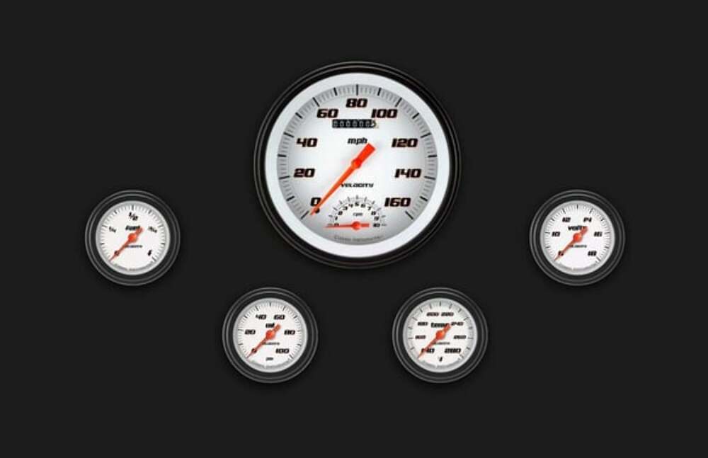 Velocity White Five Gauge Set 165 VS165WBLF