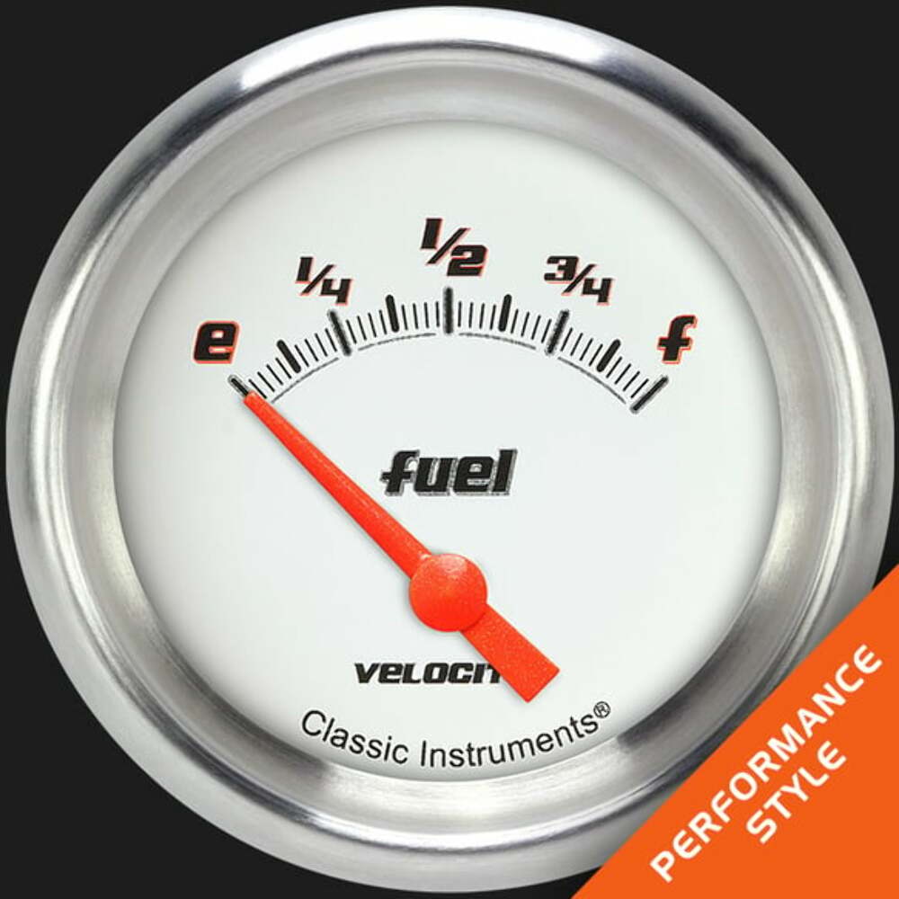 Velocity White 2 5/8" Fuel Gauge, 0-30 ohm VS214WAPF