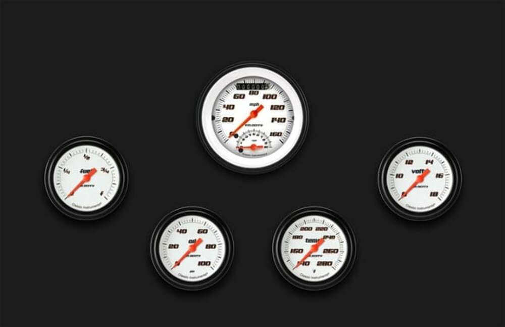 Velocity White Five Gauge Set 335 VS335WBLF