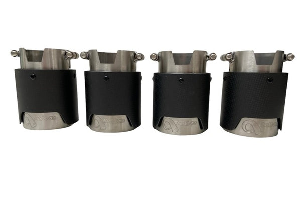 Active Autowerke F8X BMW M2C M3 & M4 Rear Exhaust Tips - for Active exhausts - Carbon fiber over black chrome (11-044CB)