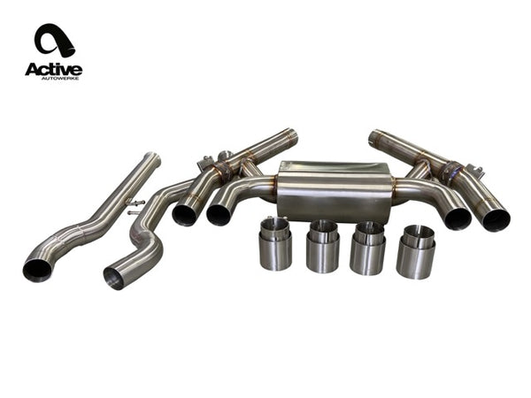Active Autowerke F87 M2C Valved Rear Axle-back Exhaust w Tips w carbon fiber over brushed tips (11-067C)
