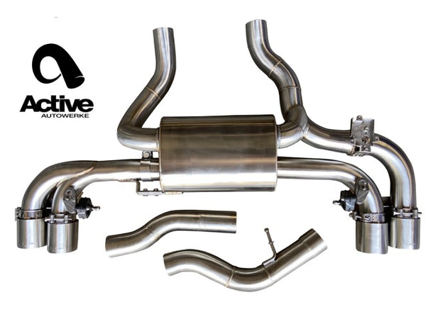Active Autowerke G4X BMW M240i Valved Rear Axle-back Exhaust w Tips w Carbon Over Black Chrome Tips (11-125CB)