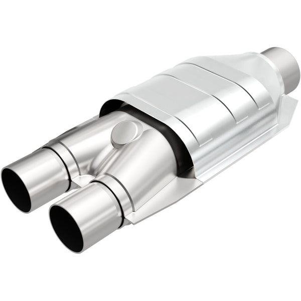 MagnaFlow Conv Univ 2inch Inlet/2.5inch Outlet Dual/Single Oval Shape (333007)