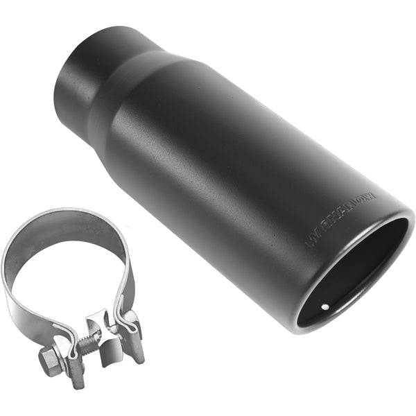 MagnaFlow Tip Stainless Black Coated Single Wall Round Single Outlet 5in Dia 4in Inlet 13in L (35238)