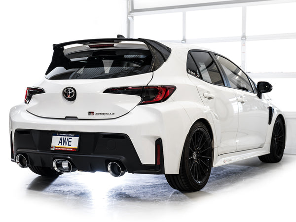 AWE Tuning 23-24 Toyota GR Corolla Track Edition Catback Exhaust - Chrome Silver Tips (3020-52472)