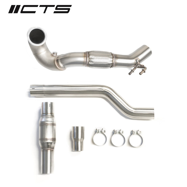 CTS Turbo MQB AWD Exhaust Downpipe with HIGH FLOW CAT (MK7/MK7.5 Golf AWD, Golf R, A3/S3/TT/TT-S Quattro) (CTS-EXH-DP-0015-CAT)