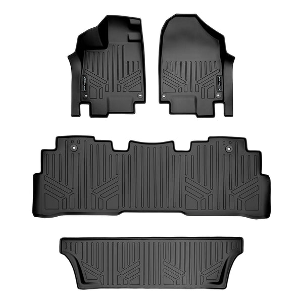 SMARTLINER Custom Fit Floor Mats 3 Row Liner Set Black Compatible With 2018-2025 Honda Odyssey - All Models (SA0325/B0325/C0325)