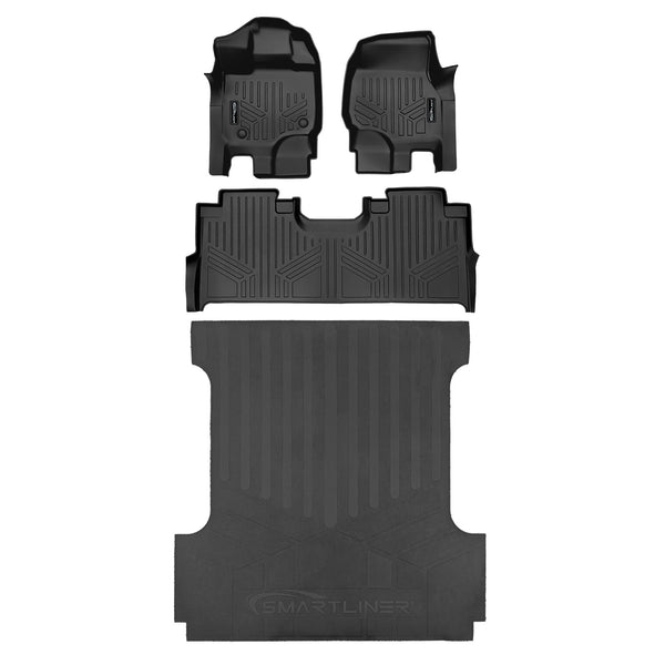 SMARTLINER 2 Row & Truck Bed Liner Compatible With 2015-2025 Ford F-150 Super Crew Cab (SA0167/B0624/J0167)