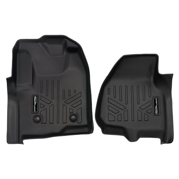 SMARTLINER Floor Mats 1st Row Liner Set Black Compatible With 2011-2012 F-250/F-350/F-450 Super Duty with Depressed Drivers Side Pedal (SA0042)