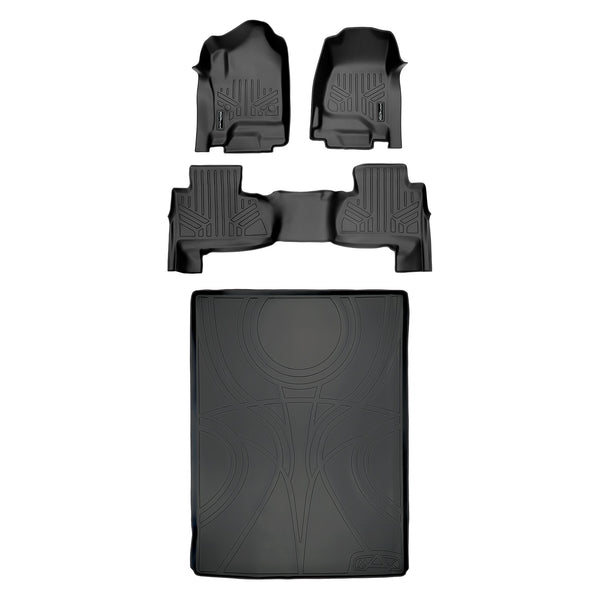 SMARTLINER Floor Mats 2 Rows and Cargo Liner Behind 2nd Row Set Compatible With 2015-2020 Suburban / Yukon XL (SA0136/B0221/D0159)