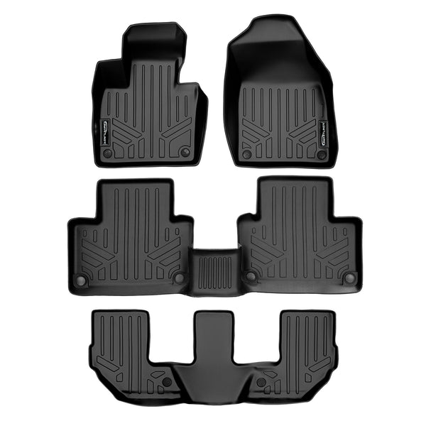SMARTLINER Custom Fit Floor Mats 3 Row Liner Set Black Compatible With 2016-2023 Volvo XC90 (SA0223/B0611/C0223)
