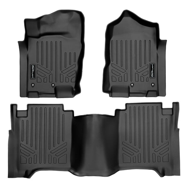 SMARTLINER All Weather Custom Fit 2 Row Floor Mat Liner Set Compatible With 2017-2022 Nissan Titan/ Titan XD (SA0216/B0639)