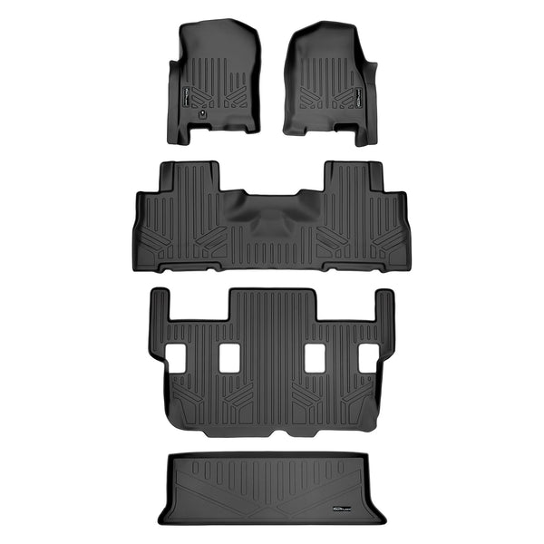 SMARTLINER Floor Mats and Cargo Liner Set Black Compatible With 07-10 Expedition/Navigator with 2nd Row Bucket Seats (SA0346/B0303/C0184/E0183)
