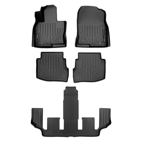 SMARTLINER Custom Fit All Weather Protection Black 3 Row Floor Liners Compatible With 2016-2023 Mazda CX-9 (SA0257/B0523/C0523)