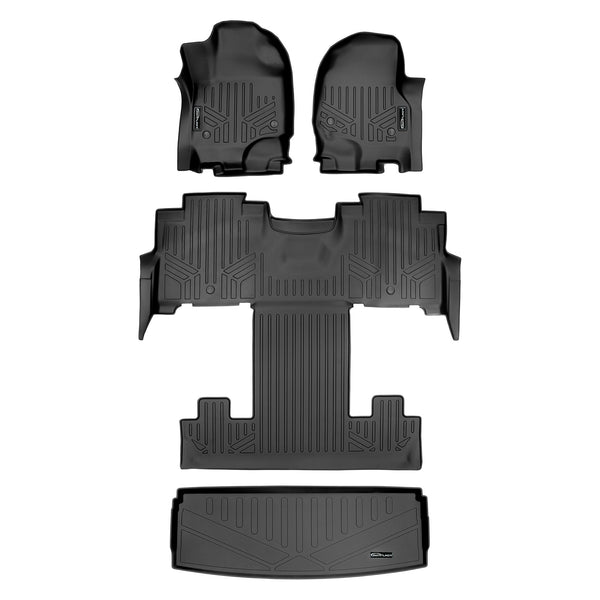 SMARTLINER Floor Mats Cargo Liner Behind 3rd Row Set Black Compatible With 18-22 Expedition/Navigator 2nd Row Bucket Seats (SA0350/B0350/E0350)