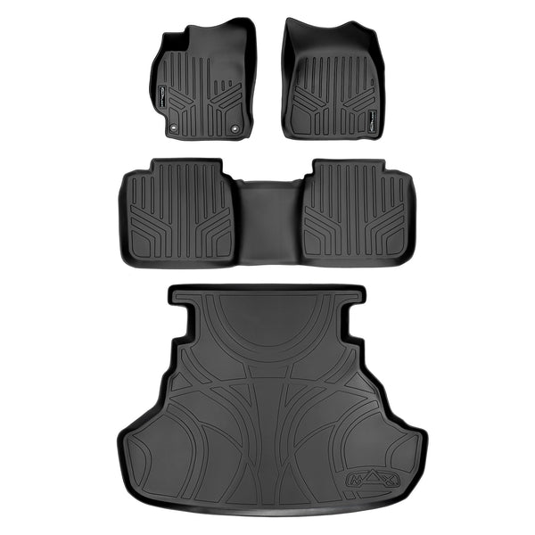 SMARTLINER Custom Fit Floor Mats 2 Rows and Cargo Liner Set Black Compatible With 2012-2015 Toyota Camry (SA0102/B0102/D0102)
