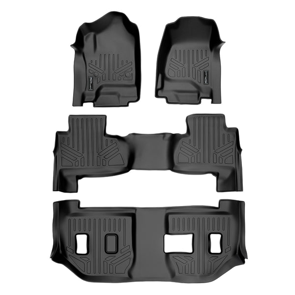 SMARTLINER Custom Floor Mats 3 Row Liner Set Black Compatible With 2015-2020 Chevrolet Suburban / GMC Yukon XL (SA0136/B0221/C0166)