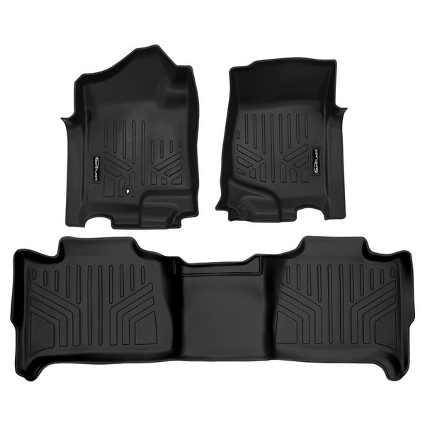 SMARTLINER Floor Mats 2 Row Liner Set Black Compatible With 2007-2014 Tahoe / Suburban / Yukon / Yukon XL / Denali (SA0015/B0015)