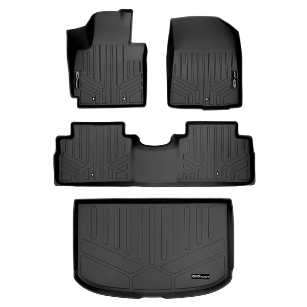 SMARTLINER Custom Fit Floor Mats 2 Rows and Cargo Liner Set Black Compatible With 2014-2019 Kia Soul (SA0266/B0266/D0266)