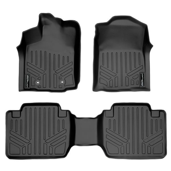 SMARTLINER Custom Fit Floor Mats 2 Row Liner Set Black Compatible With 2016-2017 Toyota Tacoma Extended Cab (SA0207/B0211)