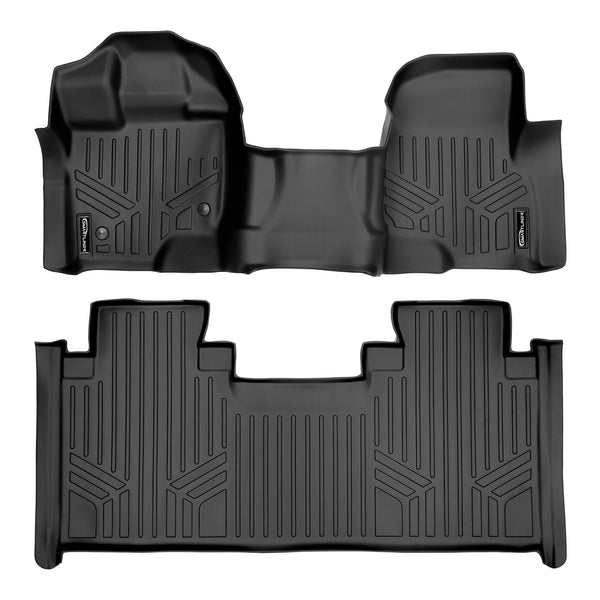 SMARTLINER Custom Fit Floor Mats 2 Row Liner Set Black Compatible With 2015-2025 Ford F-150 SuperCab with 1st Row Bench Seat (SA0212/B0199)