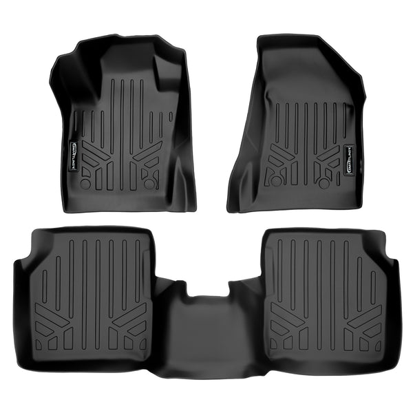 SMARTLINER Floor Mats 2 Row Liner Set Black Compatible With 2017-2021 Jeep Compass with Dual Driver Side Floor Hooks (SA0331/B0331)