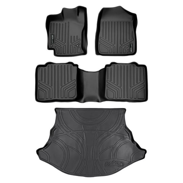 SMARTLINER Custom Fit Floor Mats 2 Rows and Cargo Liner Set Black Compatible With 2009-2011 Toyota Venza - All Models (SA0052/B0052/D0052)