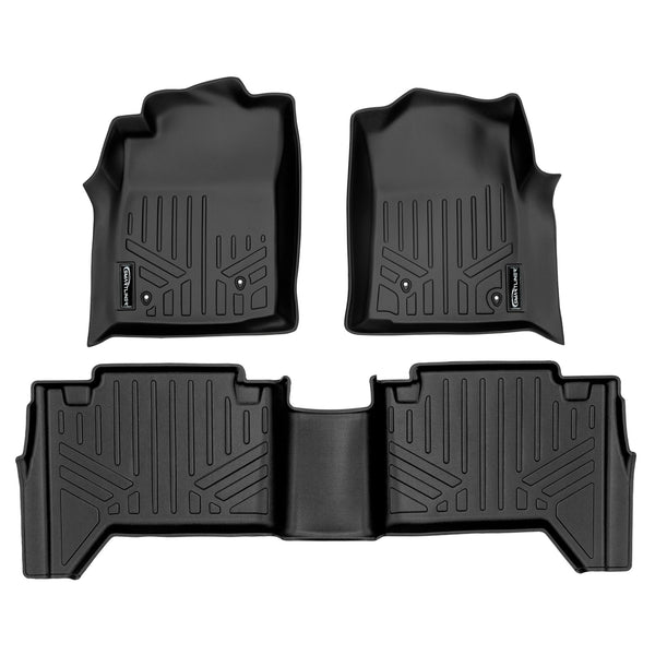 SMARTLINER Custom Fit Floor Mats 2 Row Liner Set Black Compatible With 2005-2011 Toyota Tacoma Double Cab (SA0033/B0033)