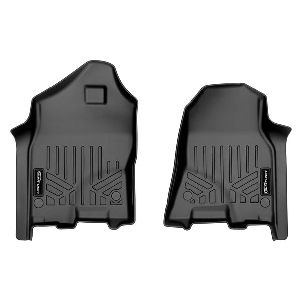 SMARTLINER Custom Fit Floor Mats 1st Row Liner Set Black Compatible With 2019-2020 Ram 1500 Crew and Quad Cab with Vinyl Floor (SA0426)