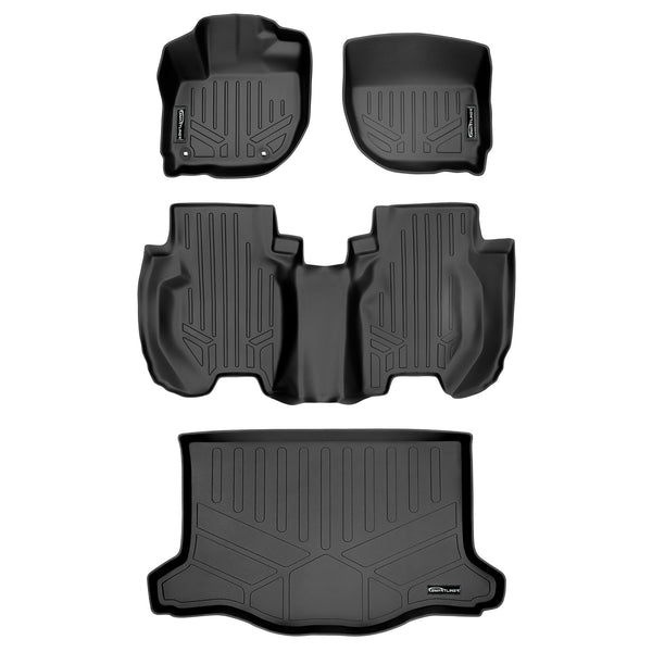 SMARTLINER Custom Fit Floor Mats 2 Rows and Cargo Liner Set Black Compatible With 2015-2021 Honda Fit (SA0193/B0195/D0195)