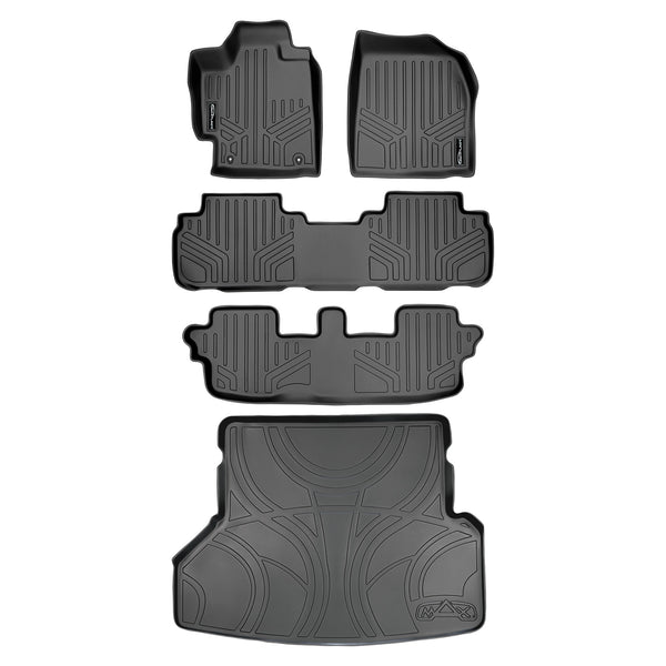 SMARTLINER Custom Fit Floor Mats 3 Rows and Cargo Liner Set Black Compatible With 2008-2013 Toyota Highlander Non Hybrid (SA0038/B0037/C0037/D0057)