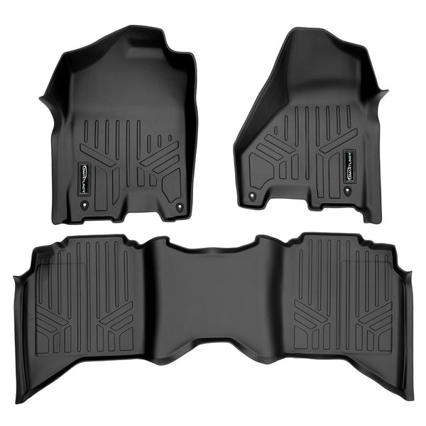 SMARTLINER Floor Mats 2 Row Liner Set Black Compatible With 2012-2022 RAM 1500/2500/3500 Crew Cab (SA0247/B0047)