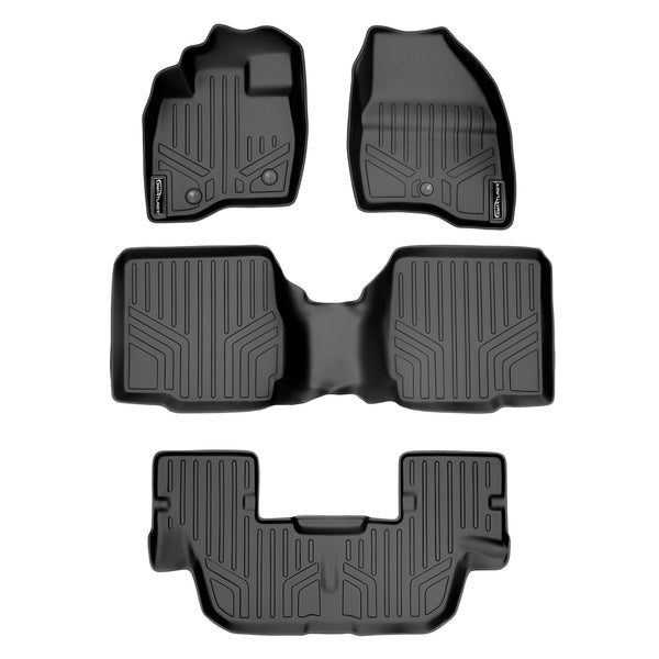 SMARTLINER Custom Fit Floor Mats 3 Row Liner Set Black Compatible With 2017-2019 Ford Explorer with 2nd Row Center Console (SA0245/B0109/C0082)